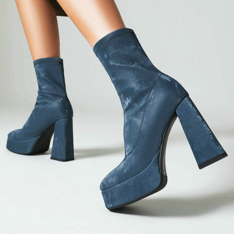Women'S Fashion Socks - Tendência azul escuro marrom senhora madura