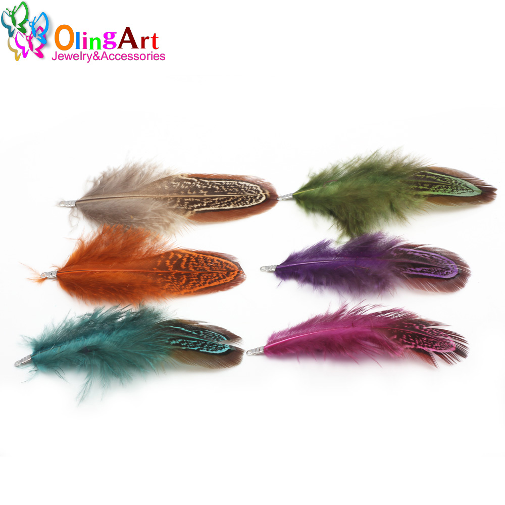 Women'S Fashion Earrings - Olingart colorido tingimento penas naturais borla