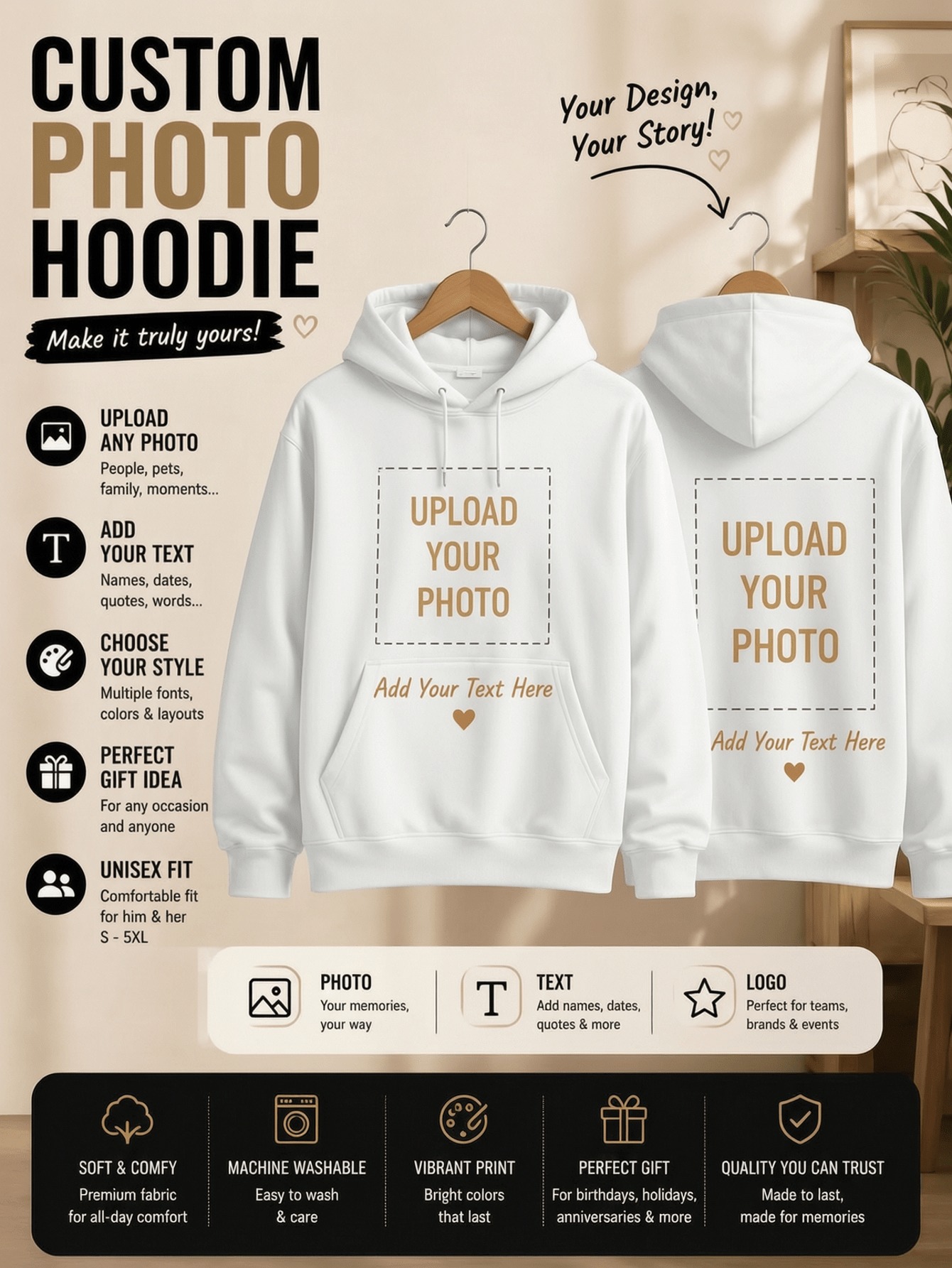 Hoodie Women Oversized - Hoodies Personalizados de Inverno para Mulheres,