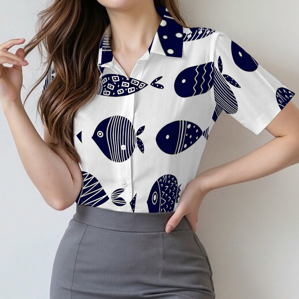 Women Fashion Fun - Camisa Feminina de Verão com Manga