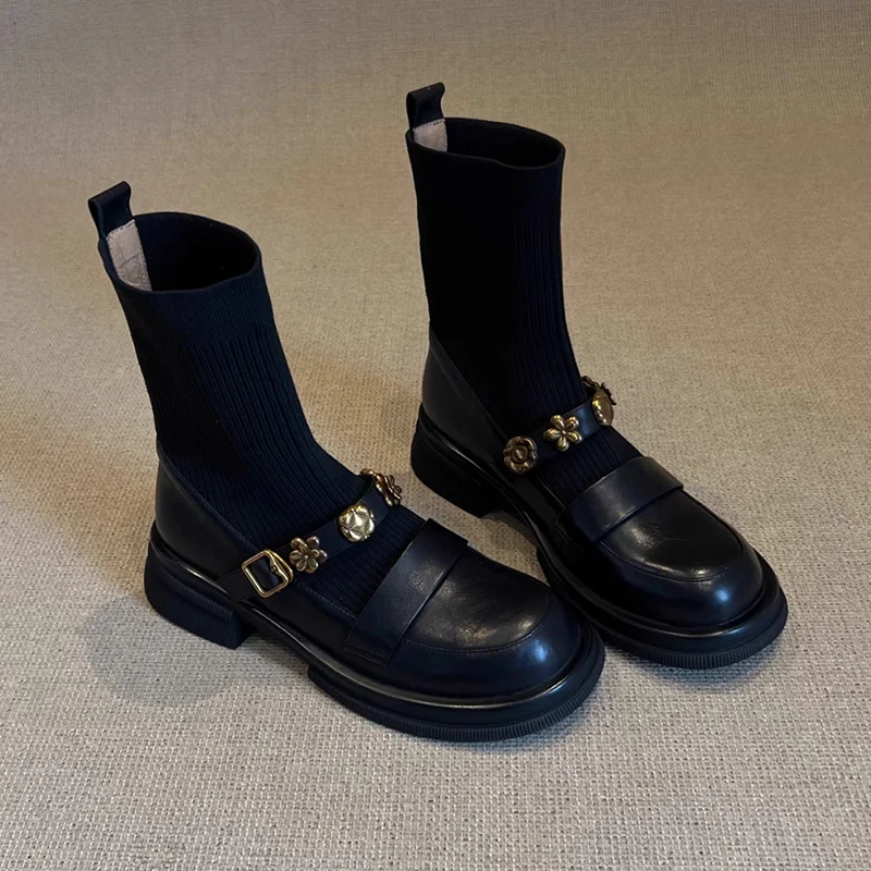 Women'S Fashion Socks - Flor botas de tornozelo feminino apartamentos