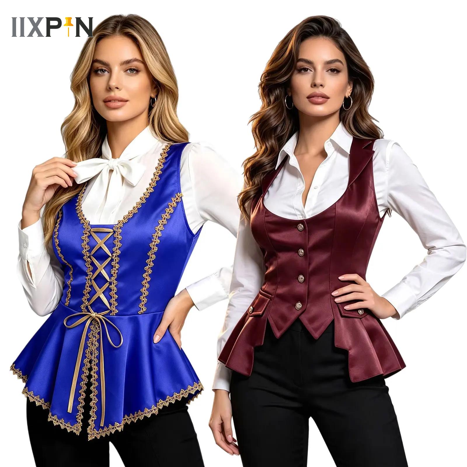 Women'S Fashion Victorian - Colete Feminino Vitoriano de Cetim Steampunk