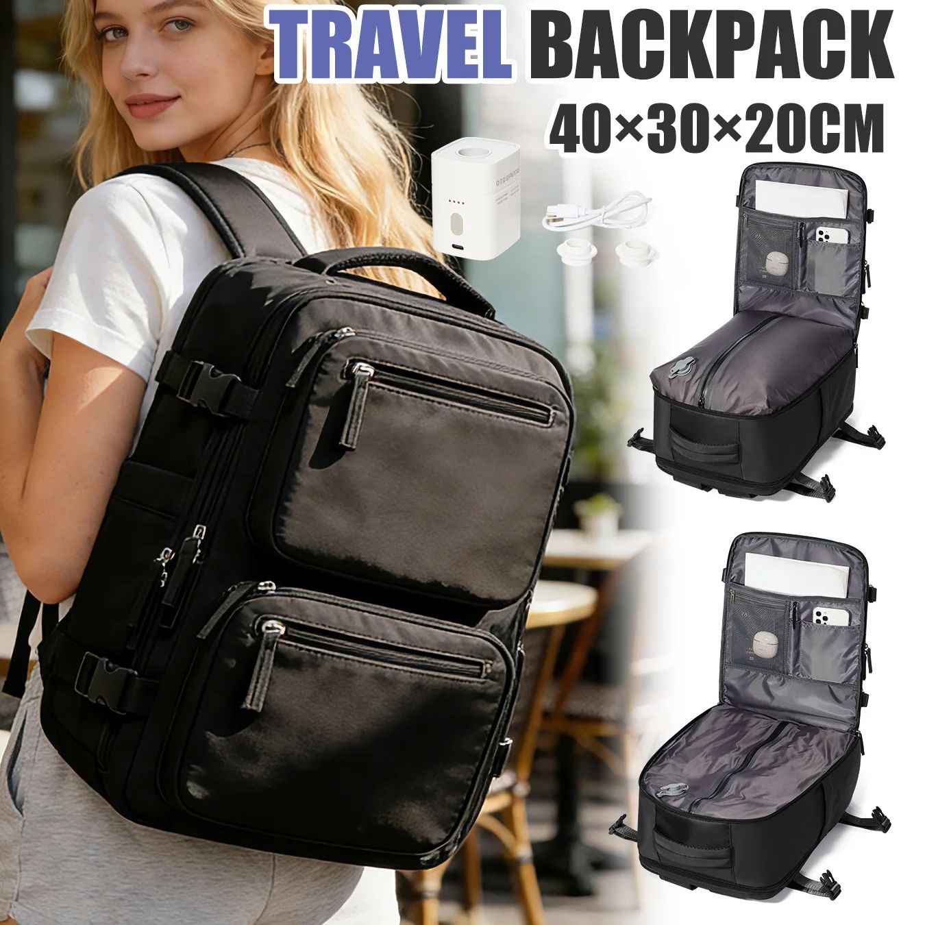 Women'S Fashion Belts - Mochila Feminina com Bomba de Vácuo,