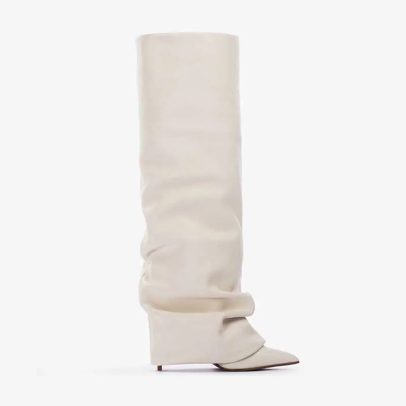 Botas Pretas de Cano Alto Plis - Women'S Fashion Trousers avaliação e preço
