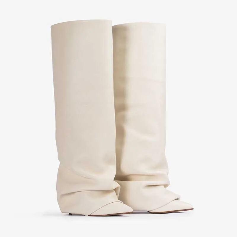 Botas Pretas de Cano Alto Plis - Women'S Fashion Trousers avaliação e preço