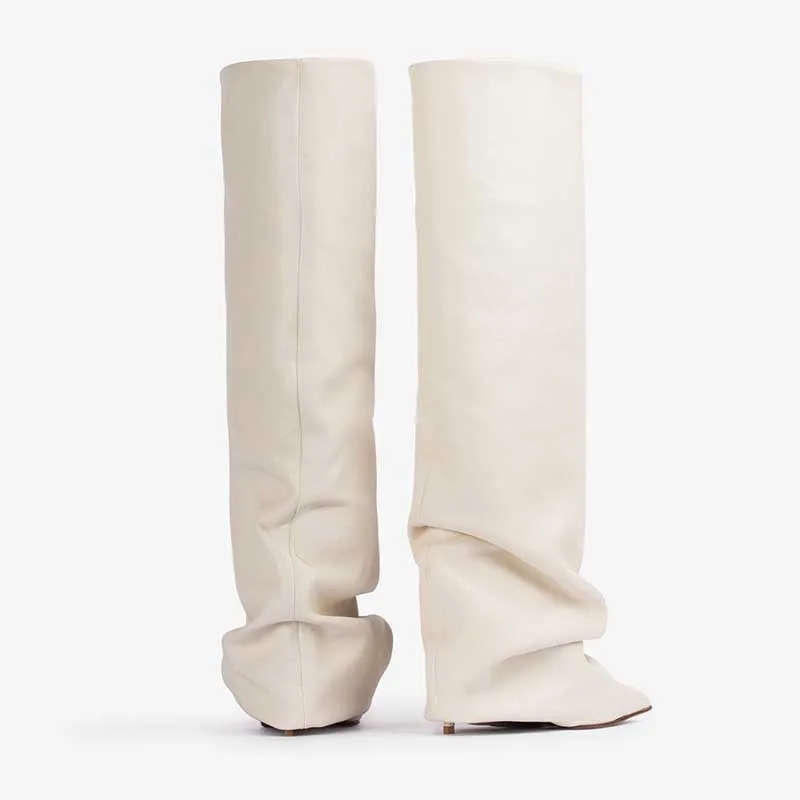 Botas Pretas de Cano Alto Plis - Women'S Fashion Trousers avaliação e preço