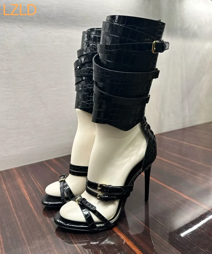 Preto sexy passarela sandálias - Women'S Fashion Belts avaliação e preço
