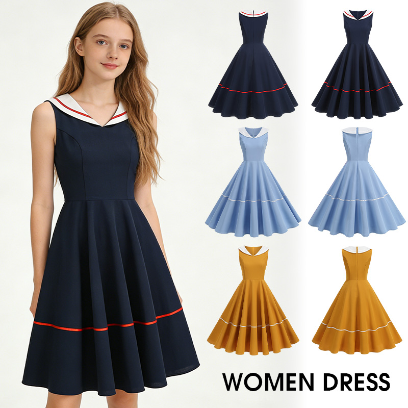 Vestido Estilo Retro Marinho d - Women'S Fashion In The 50S avaliação e preço
