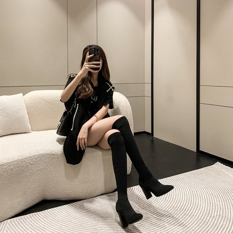 Botas Femininas Acima do Joelh - Women'S Fashion Socks avaliação e preço
