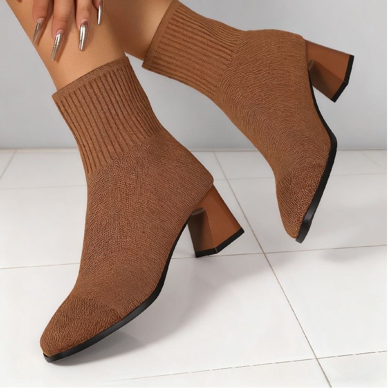 Botas Curtas de Salto Grosso c - Women'S Fashion Socks avaliação e preço
