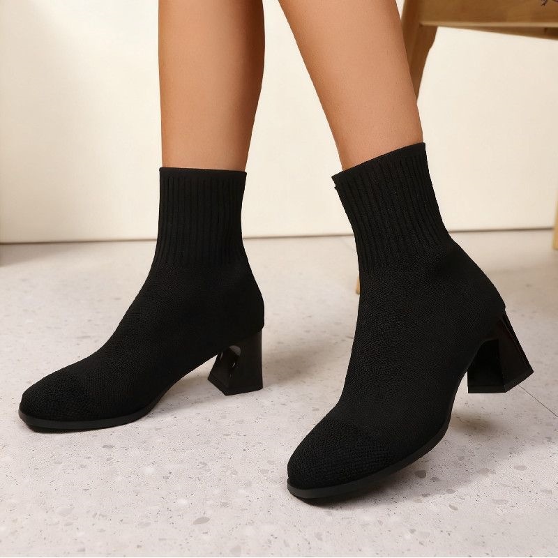Botas Curtas de Salto Grosso c - Women'S Fashion Socks avaliação e preço