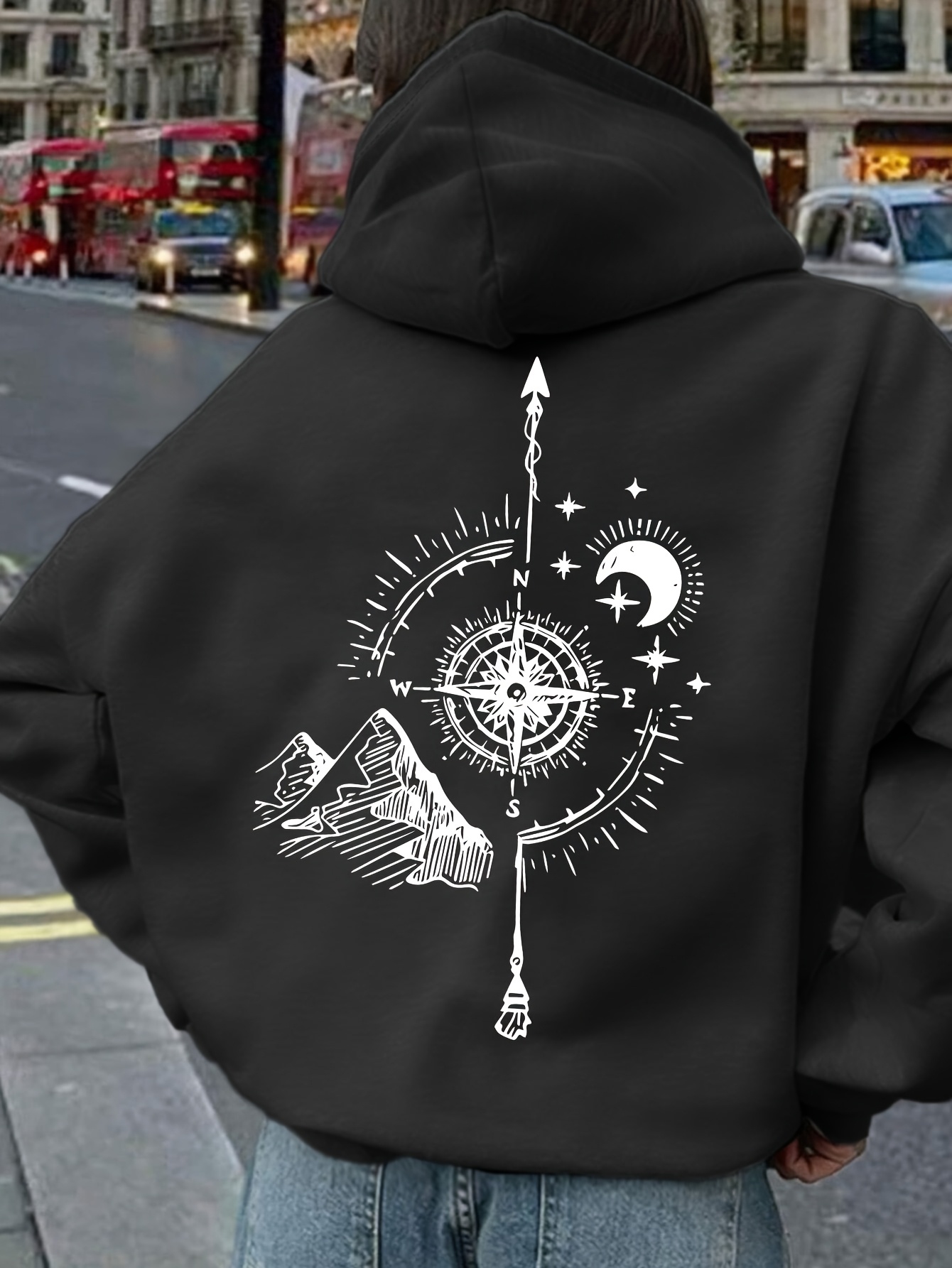 Hoodie com Estampa de Bússola  - Hoodie Women Oversized avaliação e preço